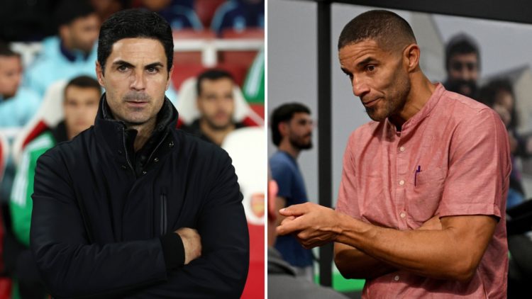 Split image of Mikel Arteta and David James.