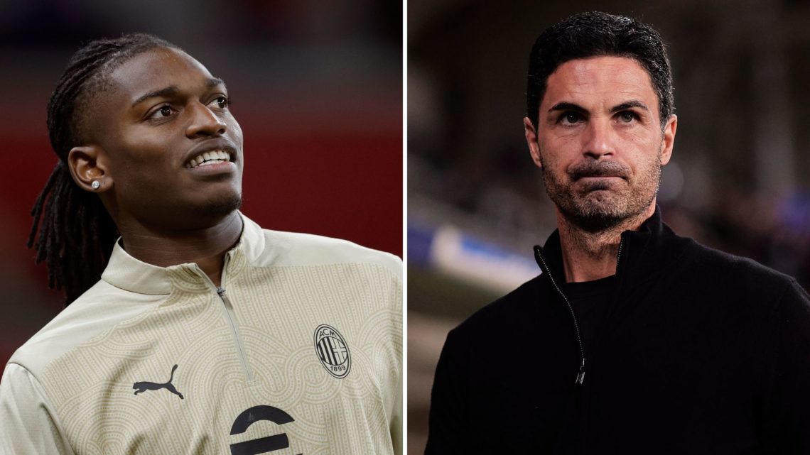 Split image of Rafael Leao and Mikel Arteta.