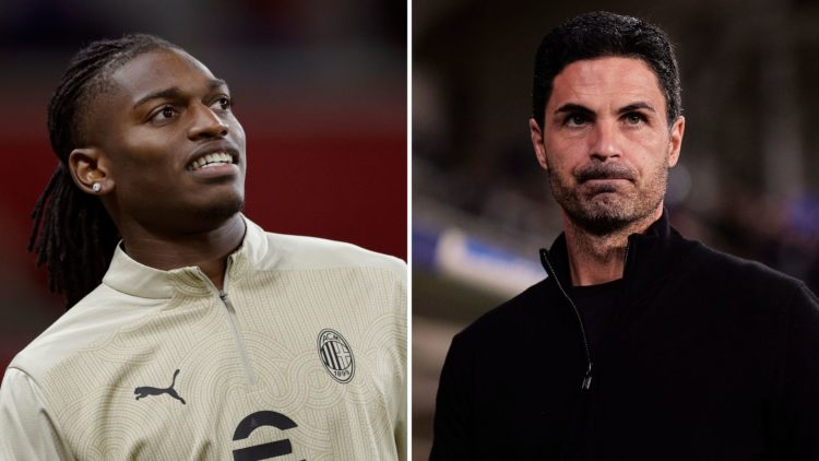 Split image of Rafael Leao and Mikel Arteta.