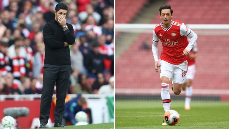 Split image of Mikel Arteta and Mesut Ozil.