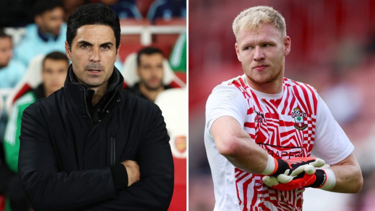 Split image of Mikel Arteta and Aaron Ramsdale.