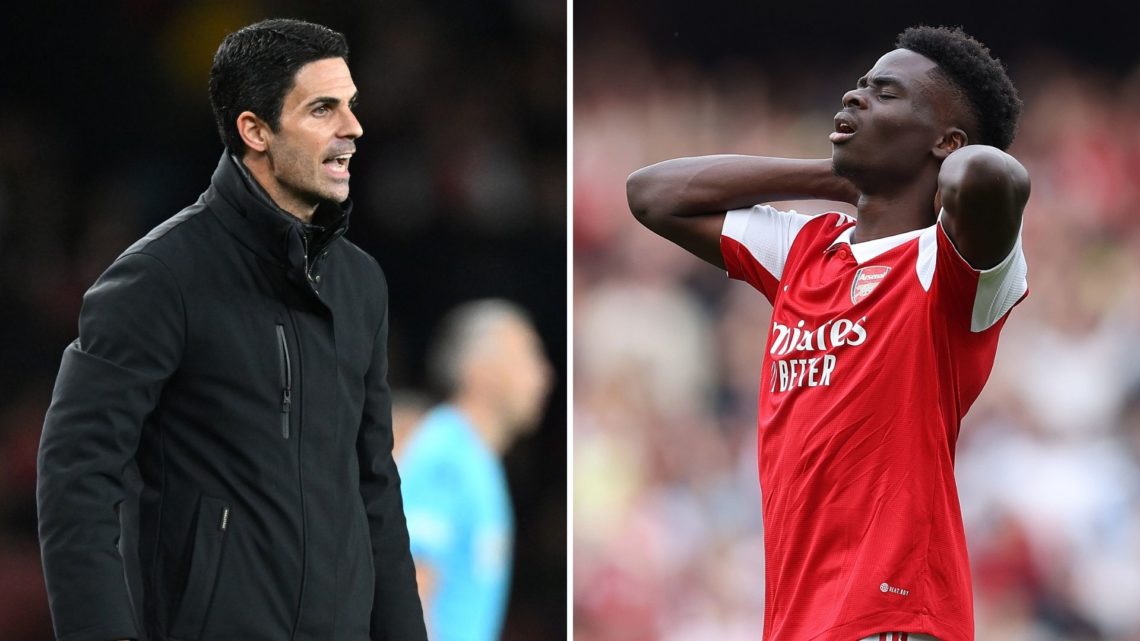 Split image of Mikel Arteta and Bukayo Saka.