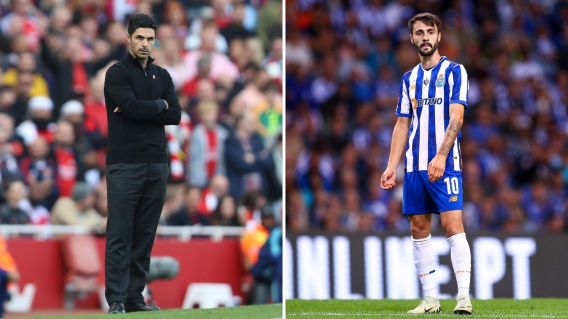 Split image of Mikel Arteta and Fabio Vieira.
