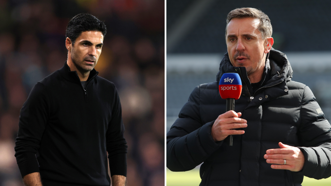 Split of Arteta (L) and Gary Neville (R)
