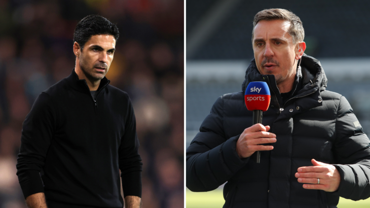 Split of Arteta (L) and Gary Neville (R)