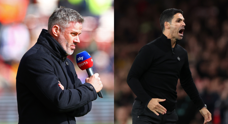 An image featuring Jamie Carragher and Mikel Arteta.
