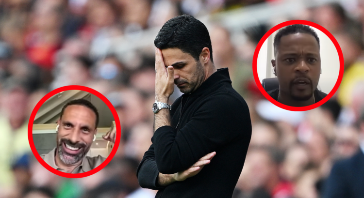 An image featuring Mikel Arteta, Rio Ferdinand and Patrice Evra.
