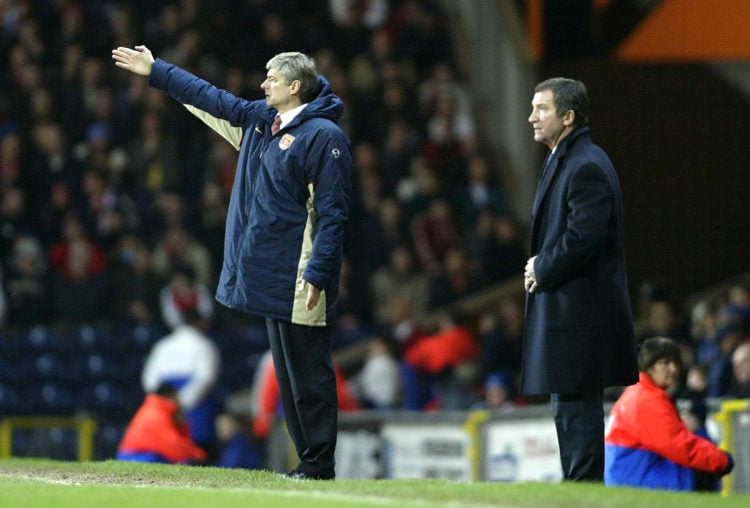 30 Jan 2002:  Arsenal manager Arsene Wenger and Blackburn manager Graeme Souness during the match between Blackburn Rovers and Arsenal in the FA Ba...