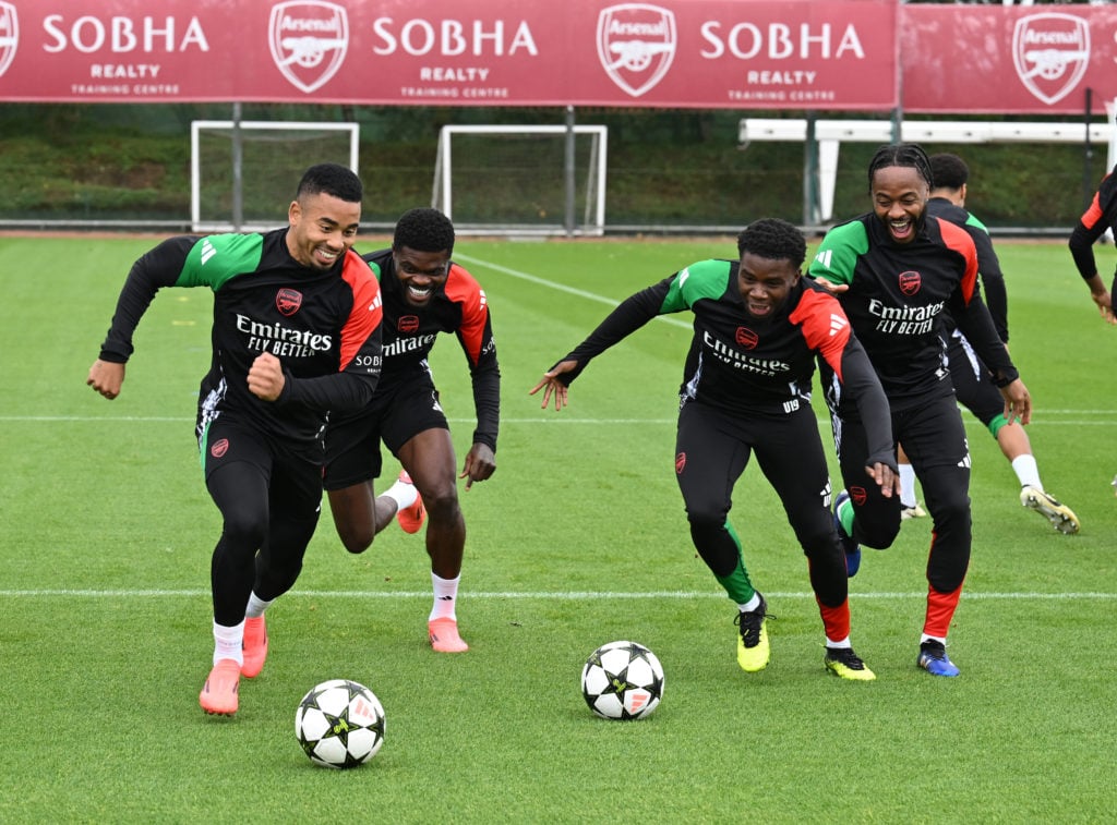 Arsenal FC Training Session And Press Conference - UEFA Champions League 2024/25 League Phase MD2