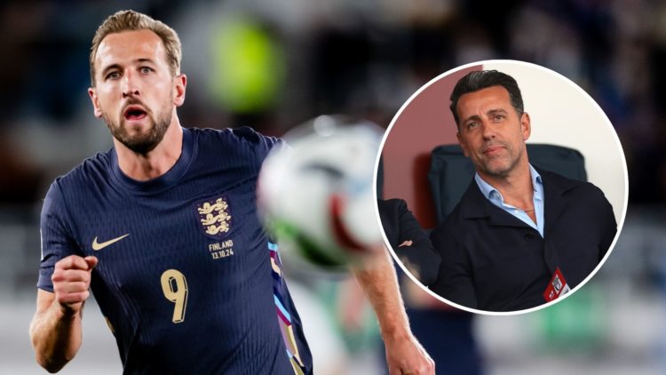 Harry Kane of England during the UEFA Nations league match between Finland v England at the Helsinki Olympic Stadium. Inset, Edu Gaspar.