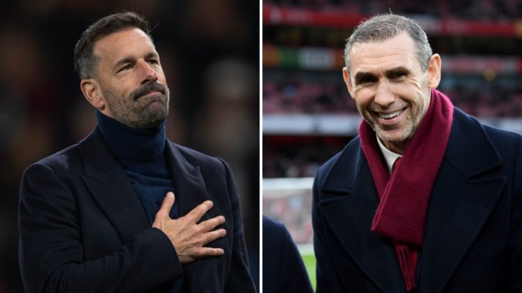 Split image of Martin Keown and Ruud van Nistelrooy.