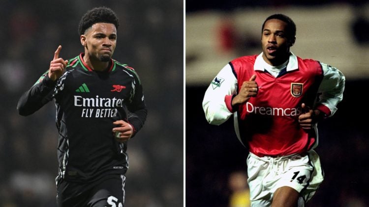 Split image of Ethan Nwaneri and Thierry Henry.