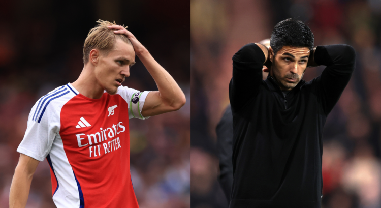 An image featuring Martin Odegaard and Mikel Arteta.
