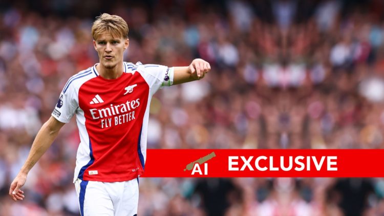 Martin Odegaard of Arsenal during the Premier League match between Arsenal FC and Brighton & Hove Albion FC at Emirates Stadium.