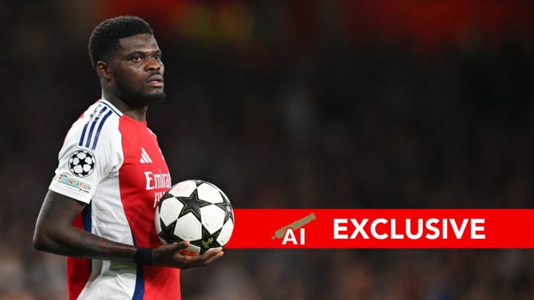 Thomas Partey of Arsenal during the UEFA Champions League 2024/25 League Phase MD3 match between Arsenal FC and FC Shakhtar Donetsk at Emirates Sta...