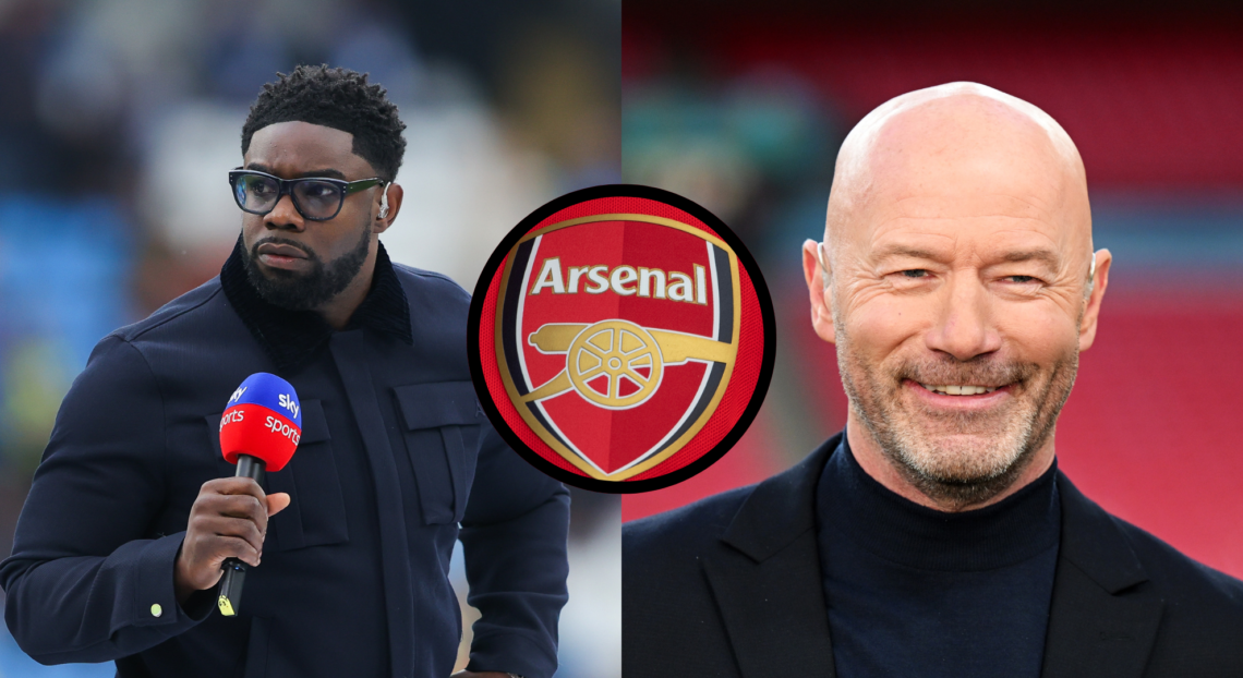 Micah Richards, Alan Shearer and Arsenal badge.