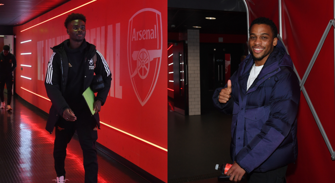 An image featuring Bukayo Saka and Jurrien Timber.