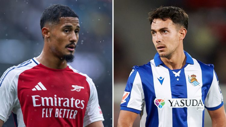 Split image of William Saliba and Andoni Zubimendi.