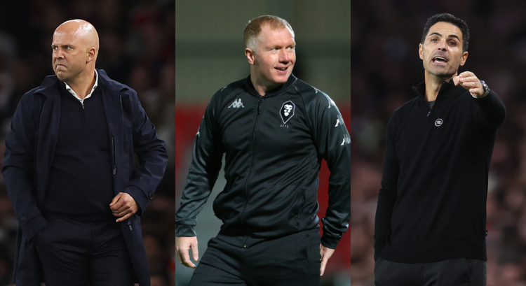 Arne Slot, Paul Scholes and Mikel Arteta.