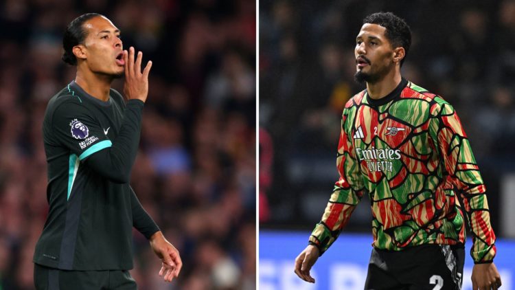 Split image of Virgil van Dijk and William Saliba.