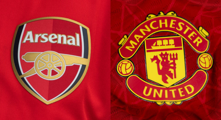 An image featuring the Arsenal and Manchester United badges.