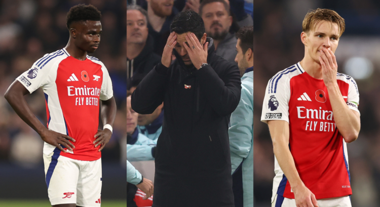 An image featuring Bukayo Saka, Mikel Arteta and Martin Odegaard.
