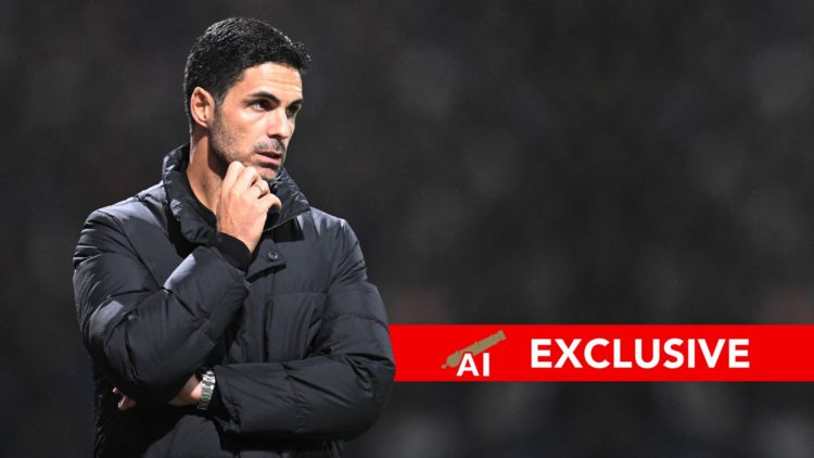 Mikel Arteta, Manager of Arsenal, looks on during the Carabao Cup Fourth Round match between Preston North End and Arsenal at Deepdale on October 3...