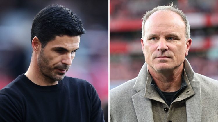 Mikel Arteta and Dennis Bergkamp, both looking pensive.