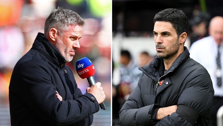 Split image of Jamie Carragher and Mikel Arteta.