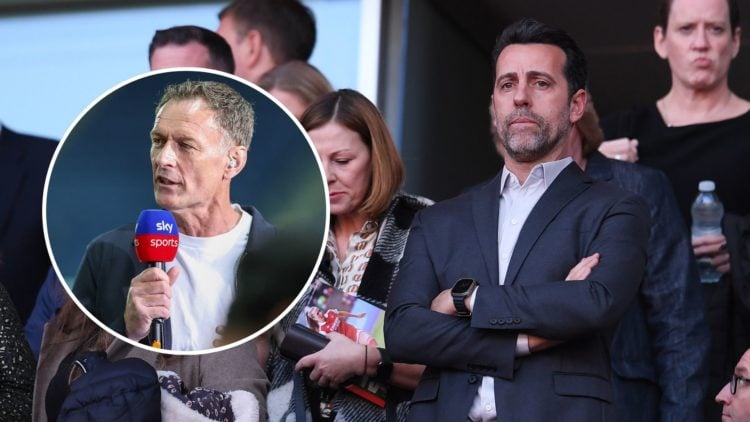 Edu Gaspar, Sporting Director of Arsenal looks on from the directors box prior to the UEFA Women's Champions League semifinal 2nd leg match between...