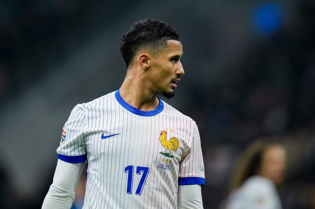 William Saliba looking on during a game between France and Italy in the Nations League