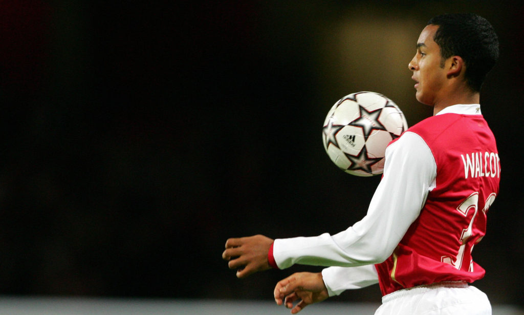 Arsenal's Theo Walcott controls the ball
