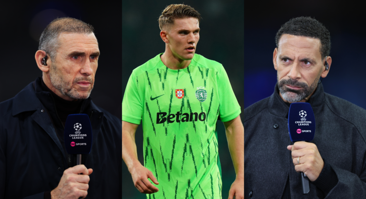 An image featuring Martin Keown, Viktor Gyokeres and Rio Ferdinand.