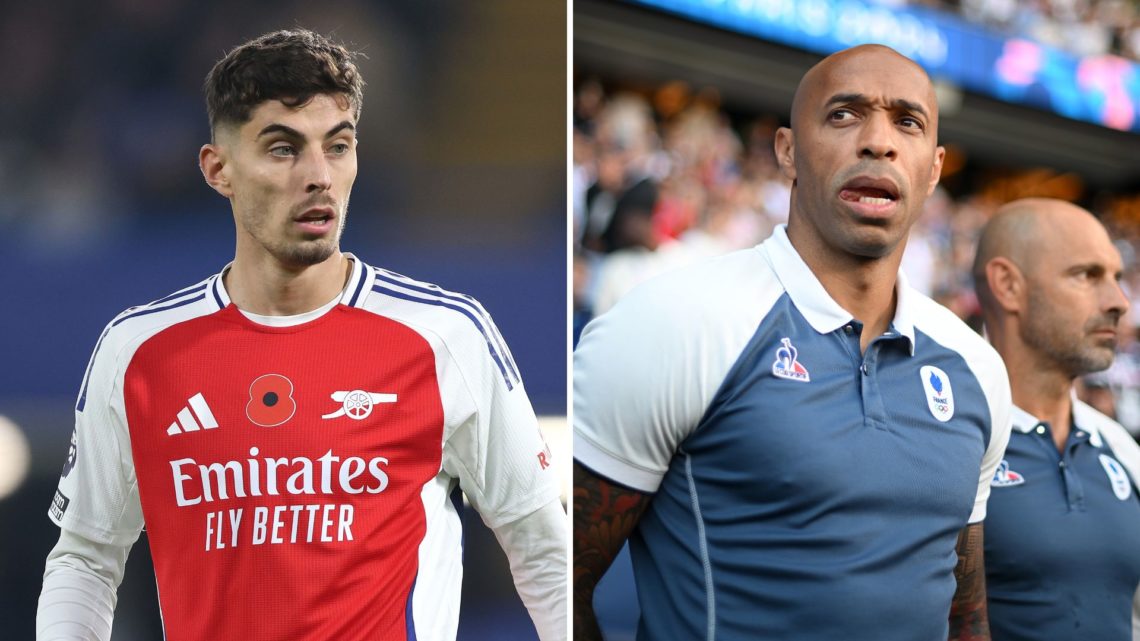 Split image of Kai Havertz and Thierry Henry.