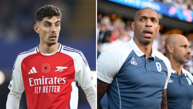 Split image of Kai Havertz and Thierry Henry.