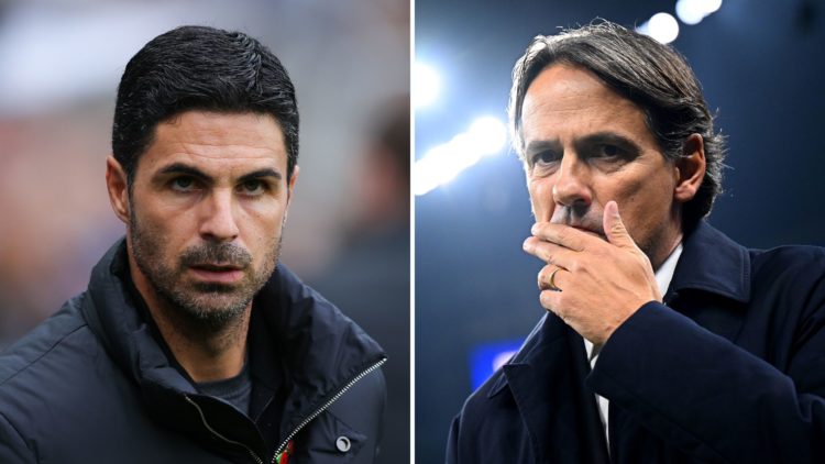 Split image of Mikel Arteta and Simon Inzaghi.