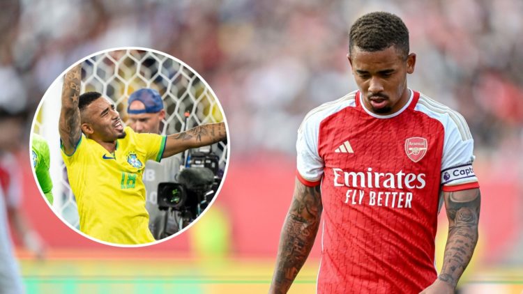 Gabriel Jesus of Arsenal FC looks dejected during the pre-season friendly match between 1. FC Nürnberg and Arsenal FC at Max-Morlock Stadion on Jul...