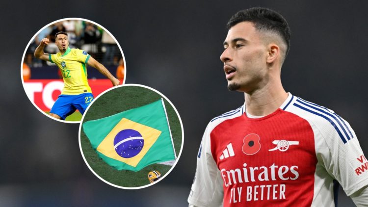 Gabriel Martinelli of Arsenal looks on during the Premier League match between Chelsea FC and Arsenal FC at Stamford Bridge on November 10, 2024 in...