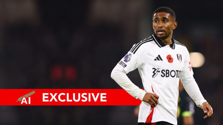 LONDON, ENGLAND - NOVEMBER 4: Reiss Nelson of Fulham during the Premier League match between Fulham FC and Brentford FC at Craven Cottage on Novemb...