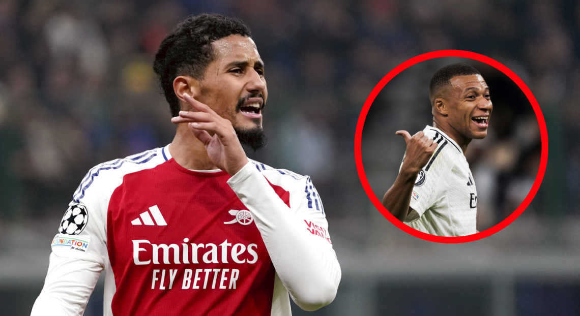 An image featuring Kylian Mbappe and William Saliba.