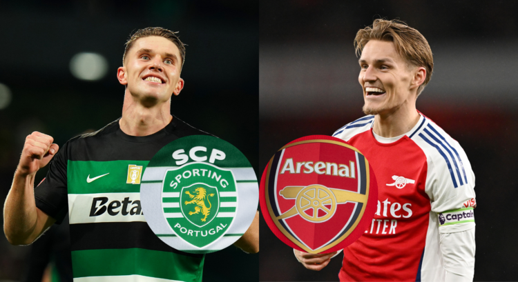 An image featuring Viktor Gyokeres and Martin Odegaard.
