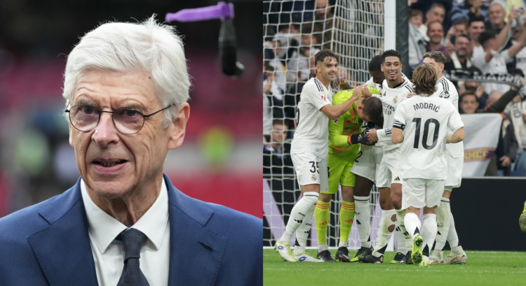 An image featuring Arsene Wenger and Real Madrid players.