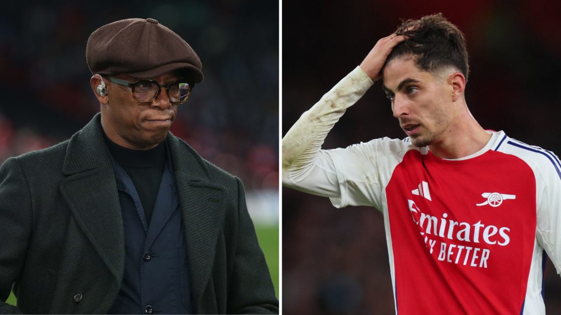 Split image of Ian Wright and Kai Havertz.