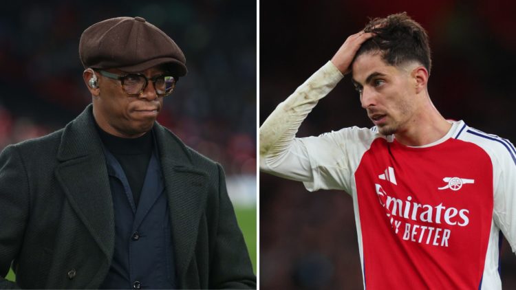 Split image of Ian Wright and Kai Havertz.