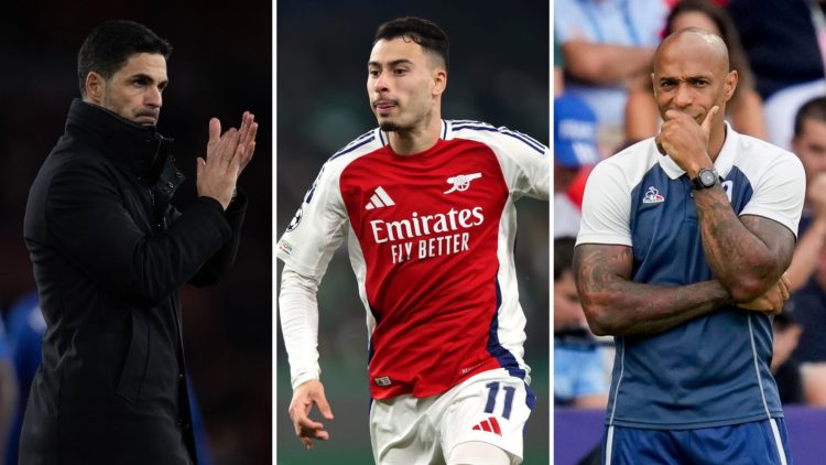 Mikel Arteta, Gabriel Martinelli, Thierry Henry.