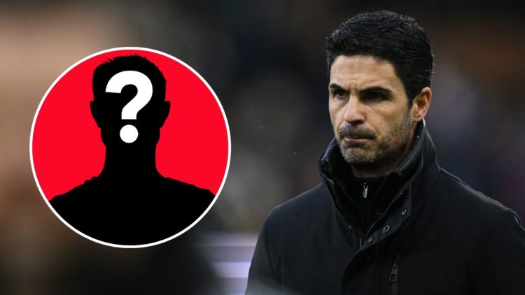 Mikel Arteta. Inset, a mystery player.
