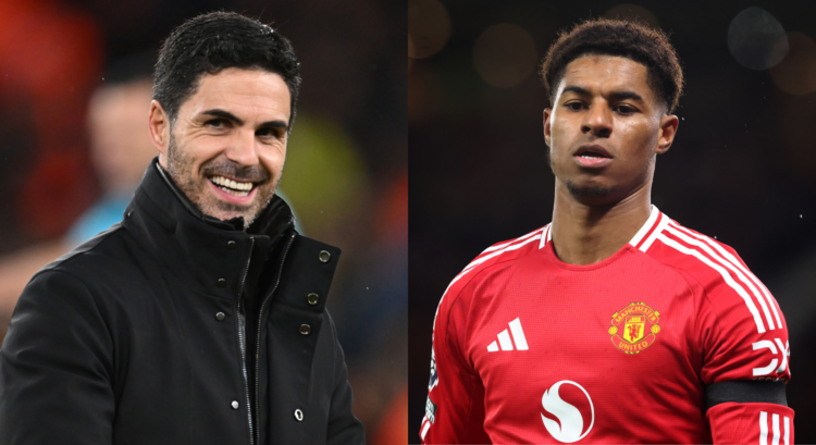 An image featuring Mikel Arteta and Marcus Rashford.