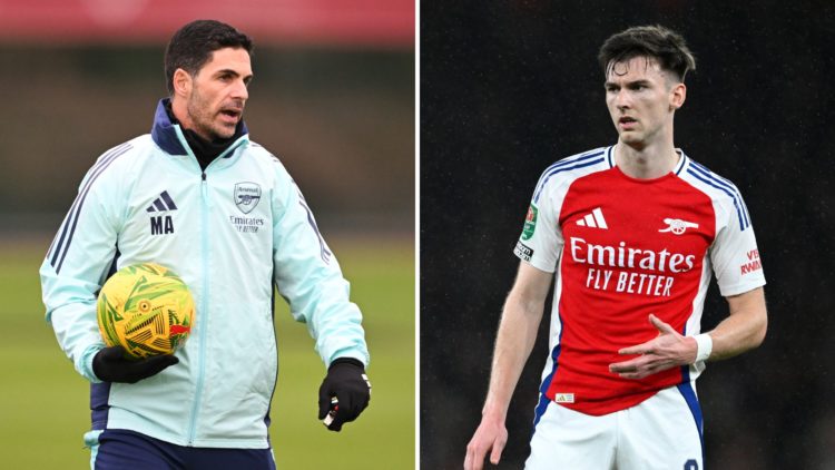 Mikel Arteta and Kieran Tierney.