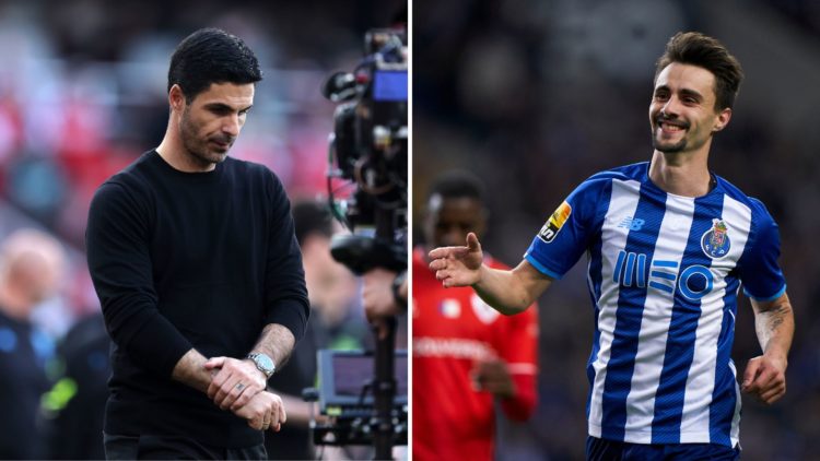 Split image of Mikel Arteta and Fabio Vieira.