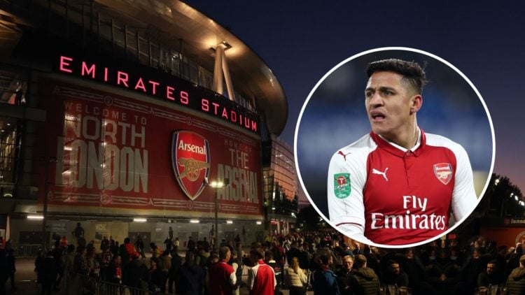 General view outside the stadium prior to the UEFA Champions League 2024/25 League Phase MD3 match. Inset, Alexis Sanchez.